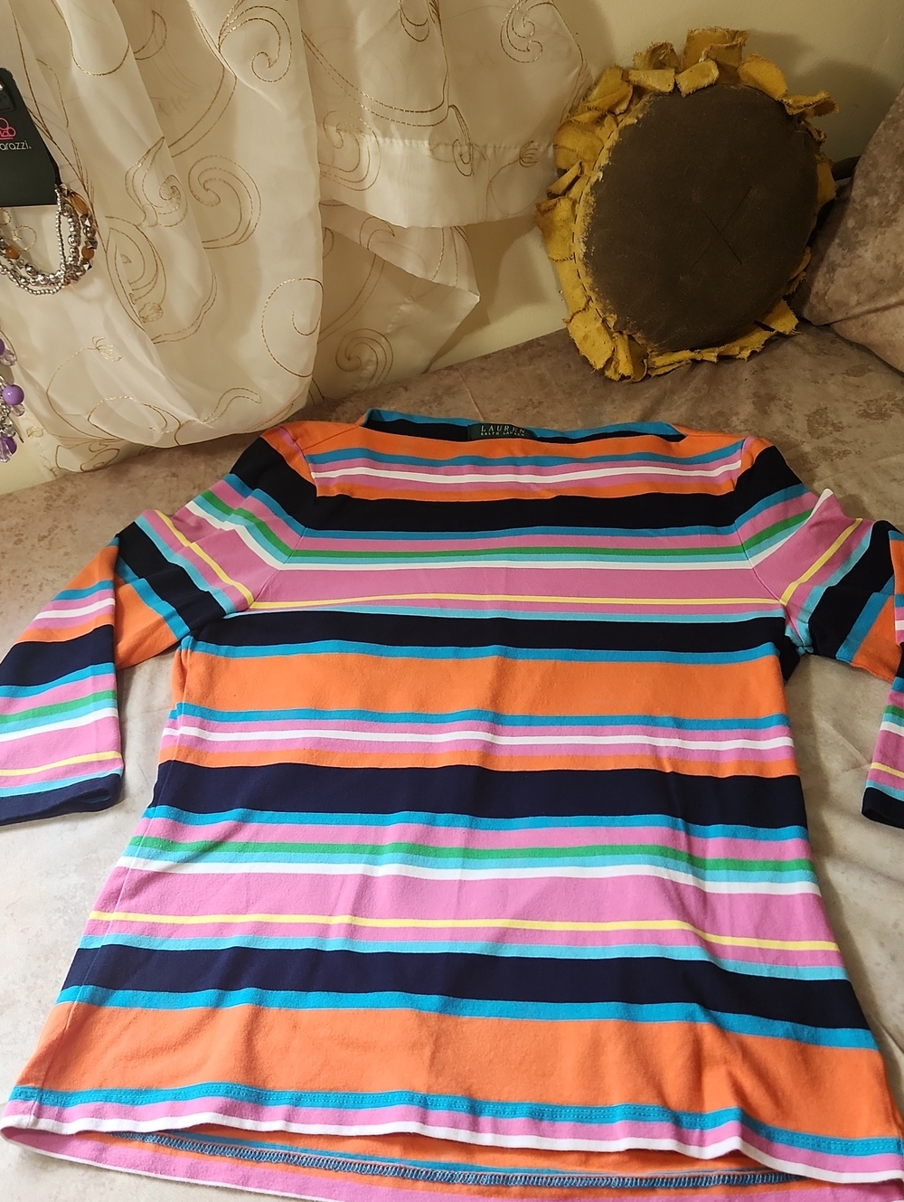 Woman's Striped Long Sleeve Top - Multicolor
